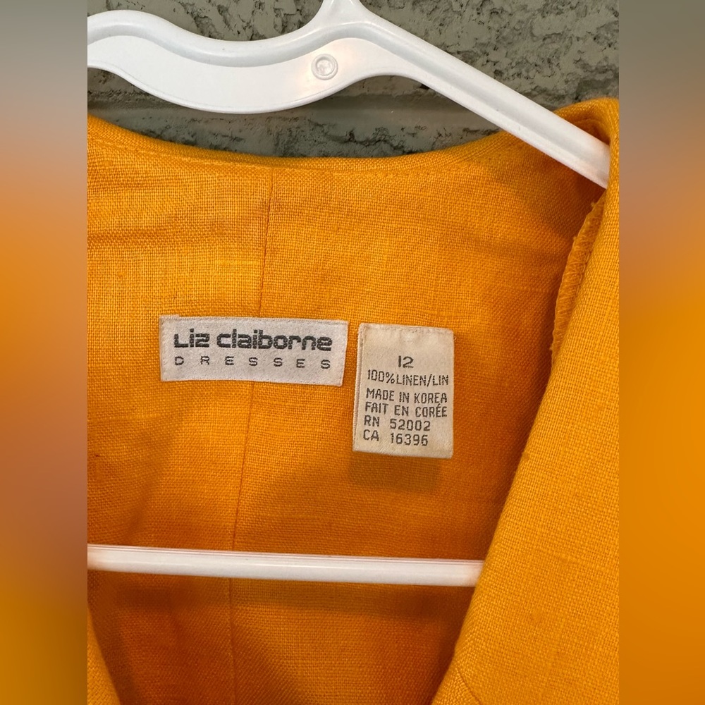 Vintage 90s Liz Claiborne Yellow Linen Double-breasted dress: size 12 - Picture 5 of 7